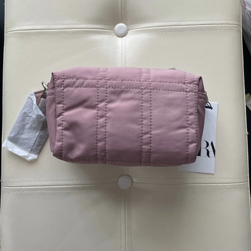 Zara Nylon Toiletry Bag w/ Topstitching Pink